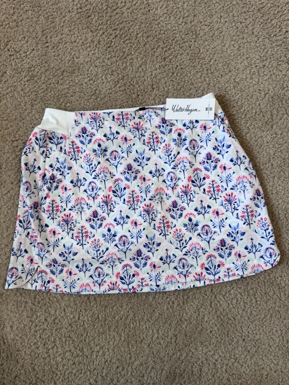 Walter Hagen White Mini Skort wNavy & Pink Floral Motif Tennis/Golf - Picture 5 of 8